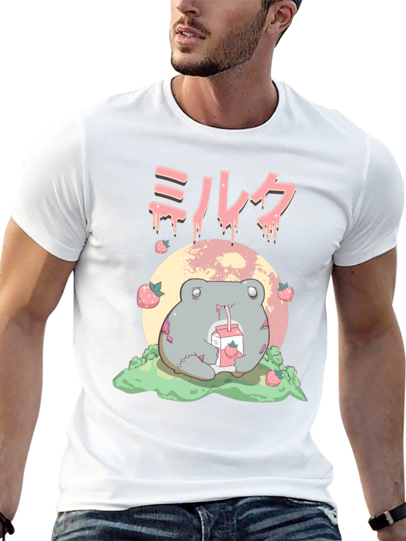 Strawberry Milk Frog Graphic T-Shirt