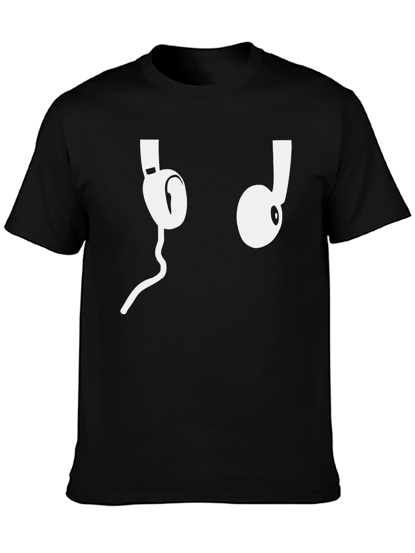 Cool Headphones Graphic Tee - Black Cotton T-Shirt