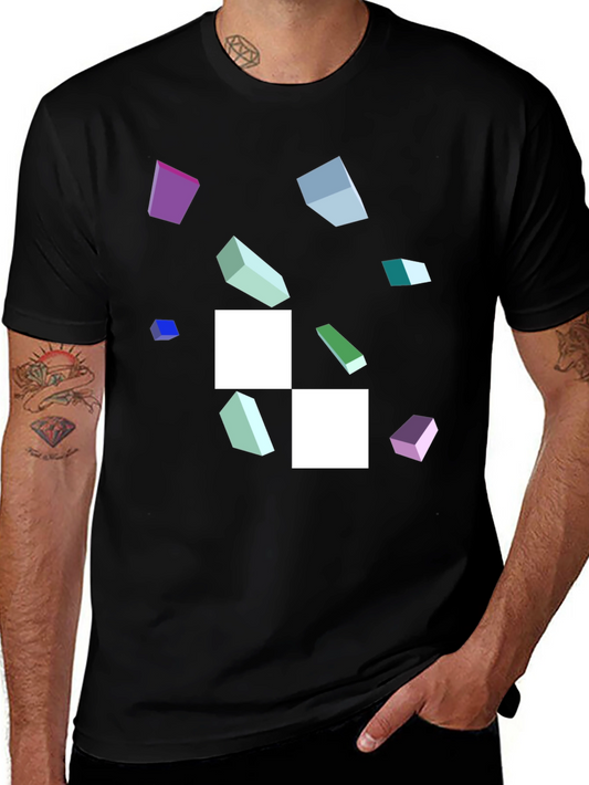 Abstract Geometric Pattern Black T-Shirt