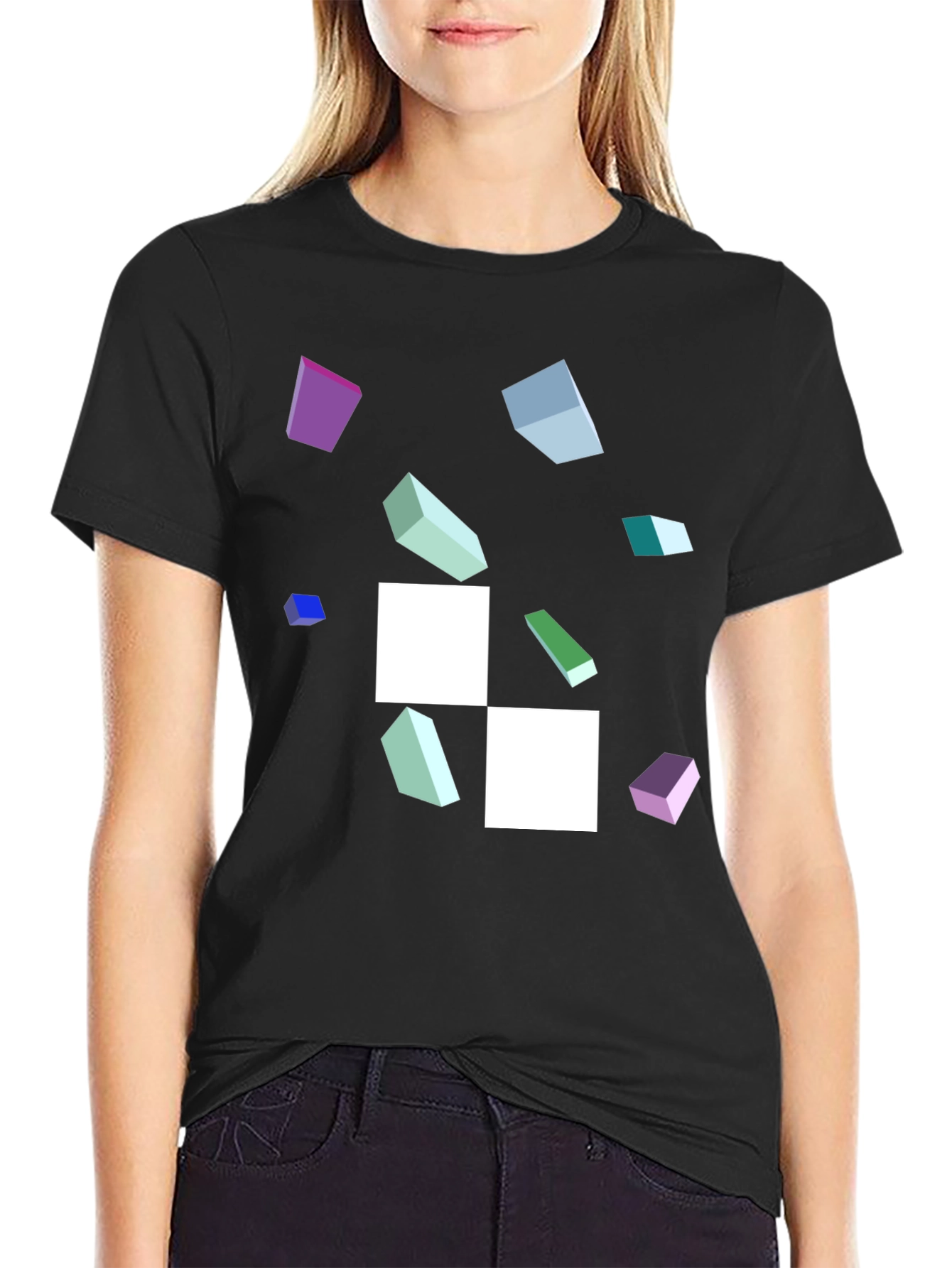 Abstract Geometric Pattern Black T-Shirt