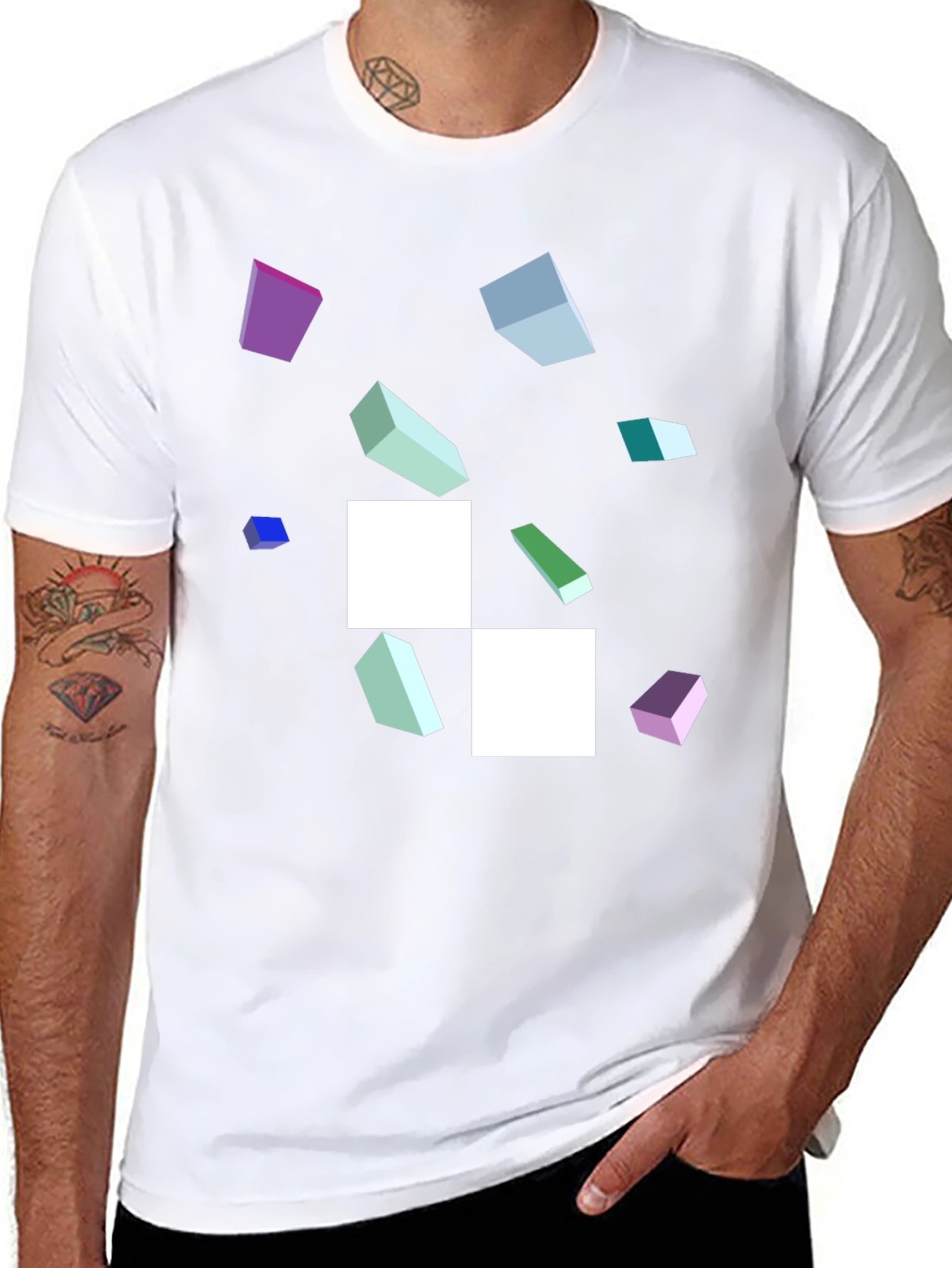 Abstract Geometric Pattern Black T-Shirt