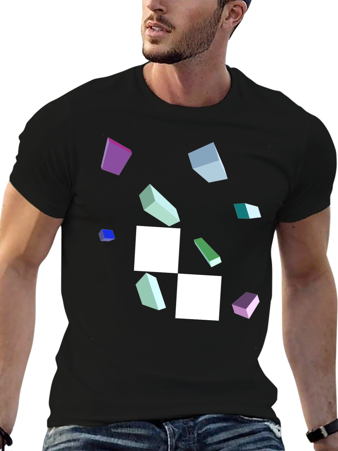 Abstract Geometric Pattern Black T-Shirt