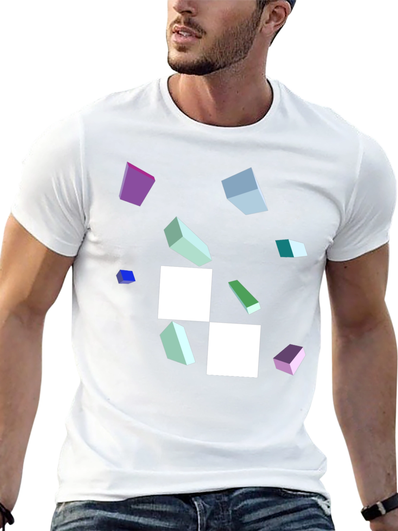 Abstract Geometric Pattern Black T-Shirt