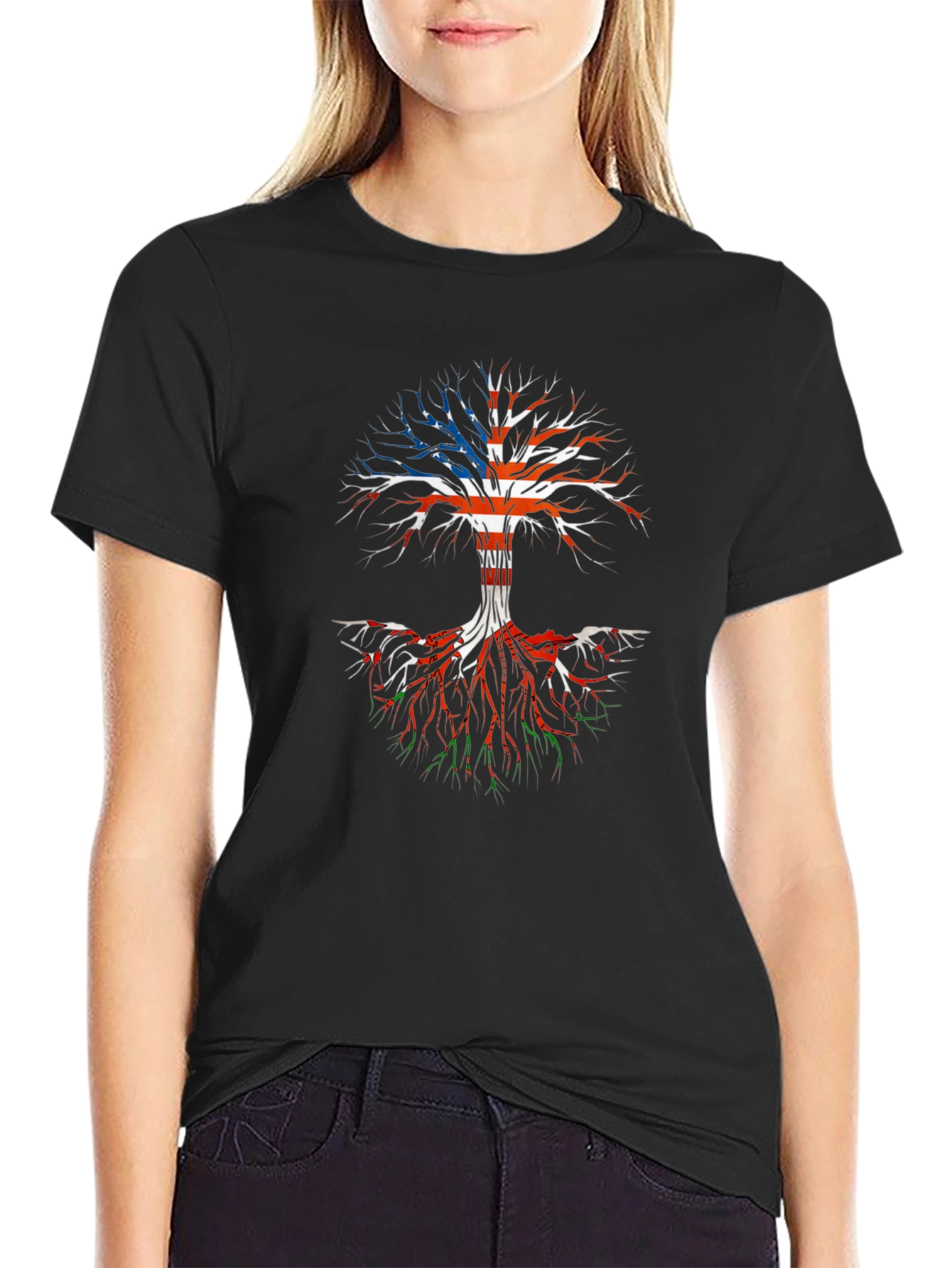 USA & Italy Roots Black Graphic Tee
