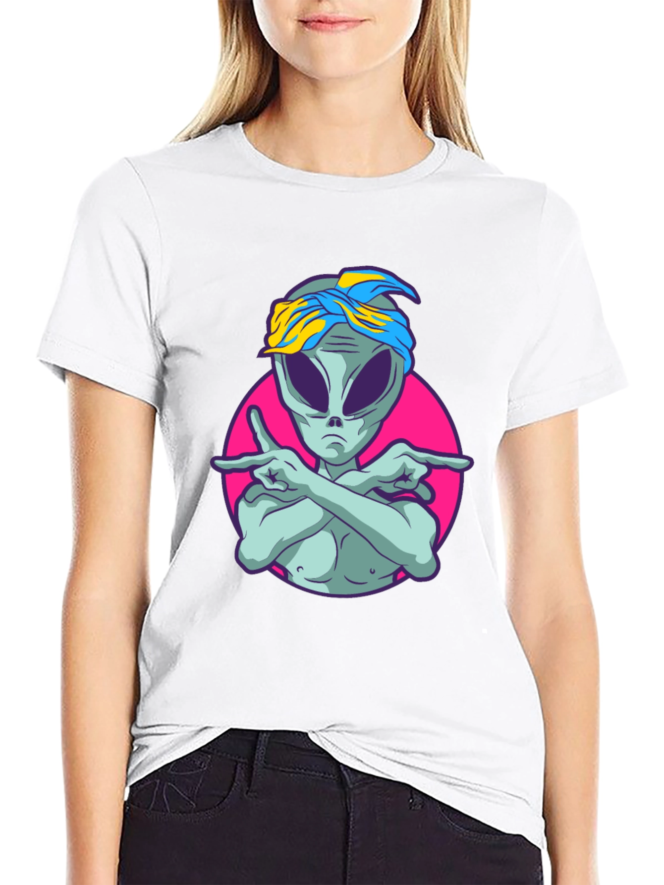Alien Rapper Graphic T-Shirt - Black