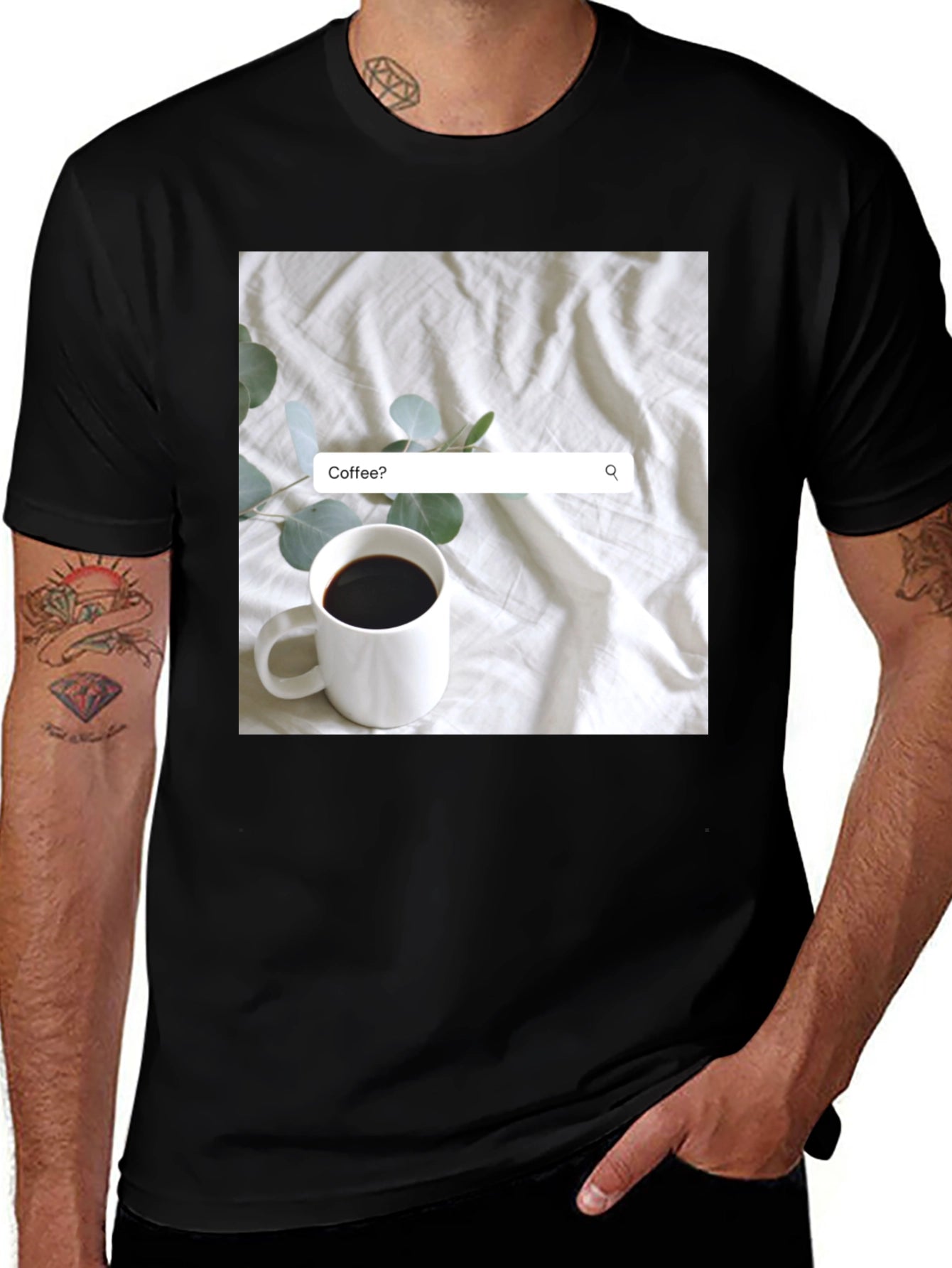 Coffee Search T-Shirt - Casual Black Tee