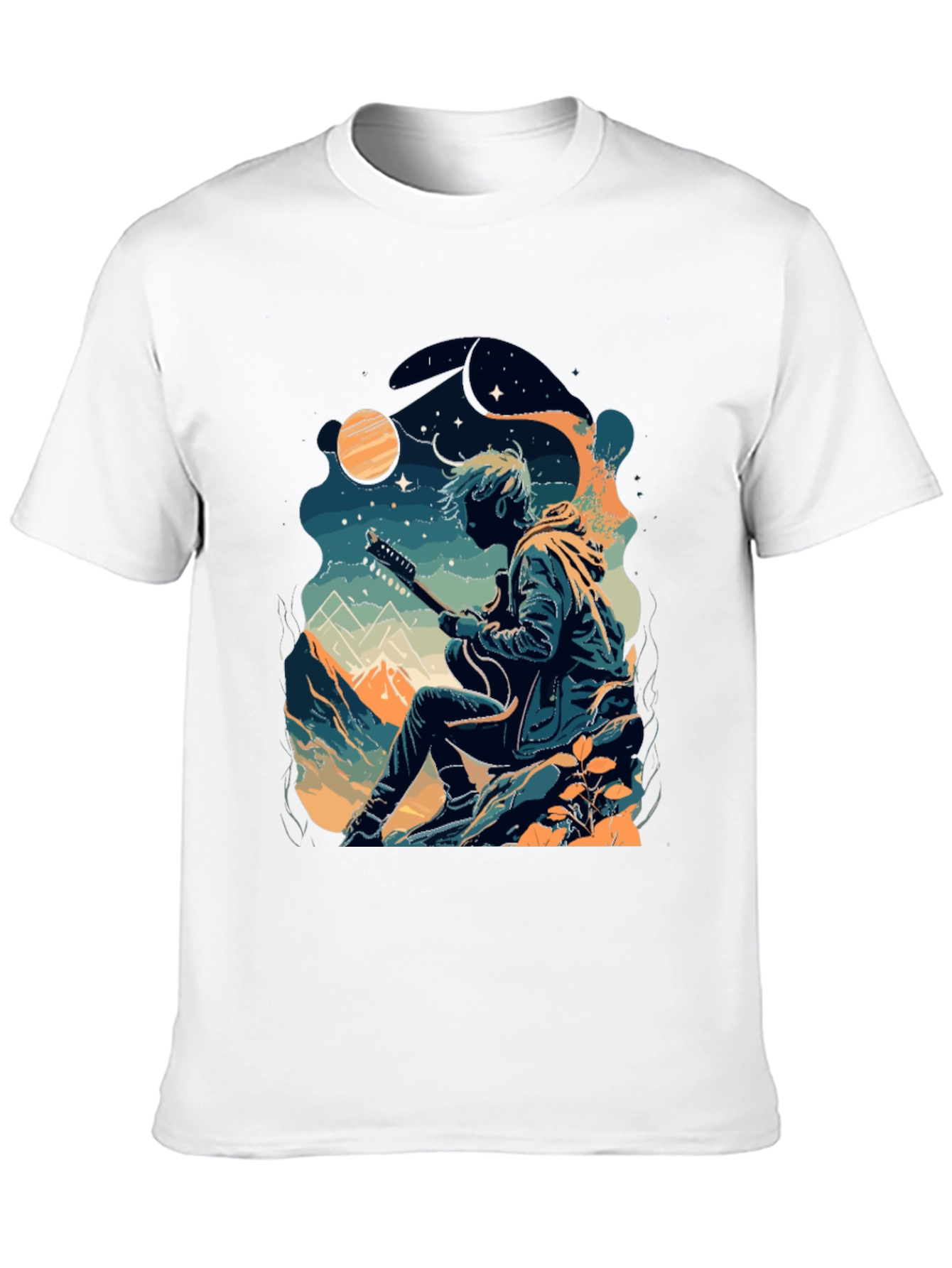 Guitarist Graphic Tee - Black Crew Neck T-Shirt