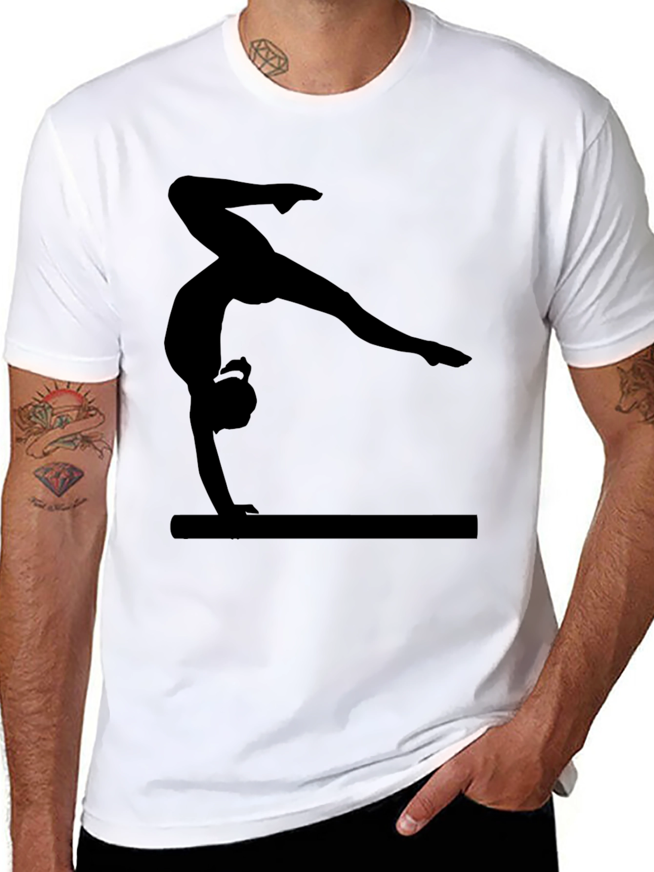 Gymnastics Silhouette T-Shirt - Balance Beam Athlete Tee