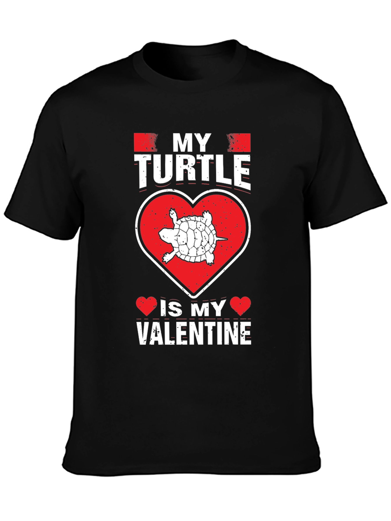 My Turtle Is My Valentine Black T-Shirt