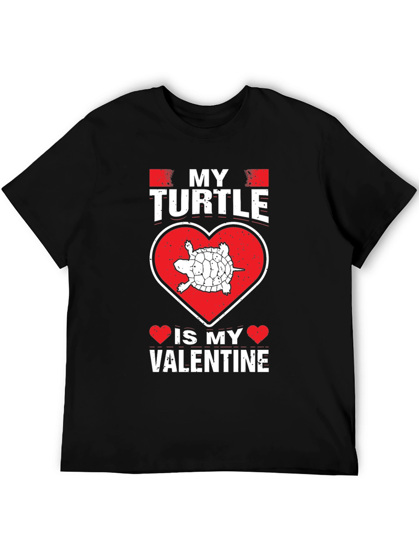 My Turtle Is My Valentine Black T-Shirt