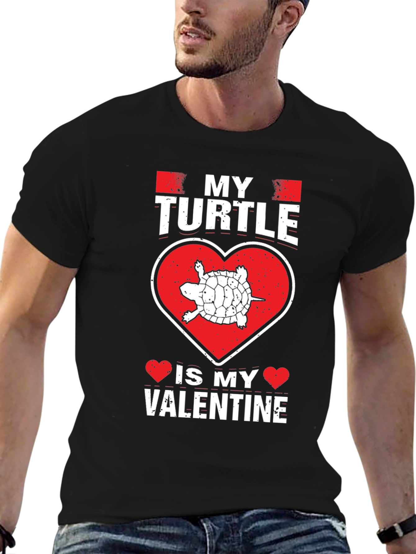 My Turtle Is My Valentine Black T-Shirt