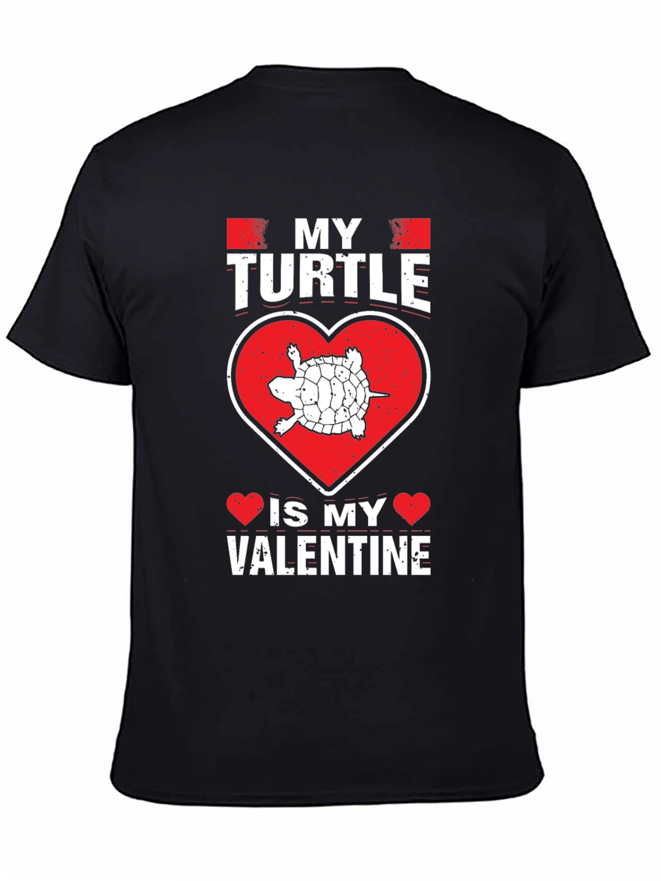 My Turtle Is My Valentine Black T-Shirt