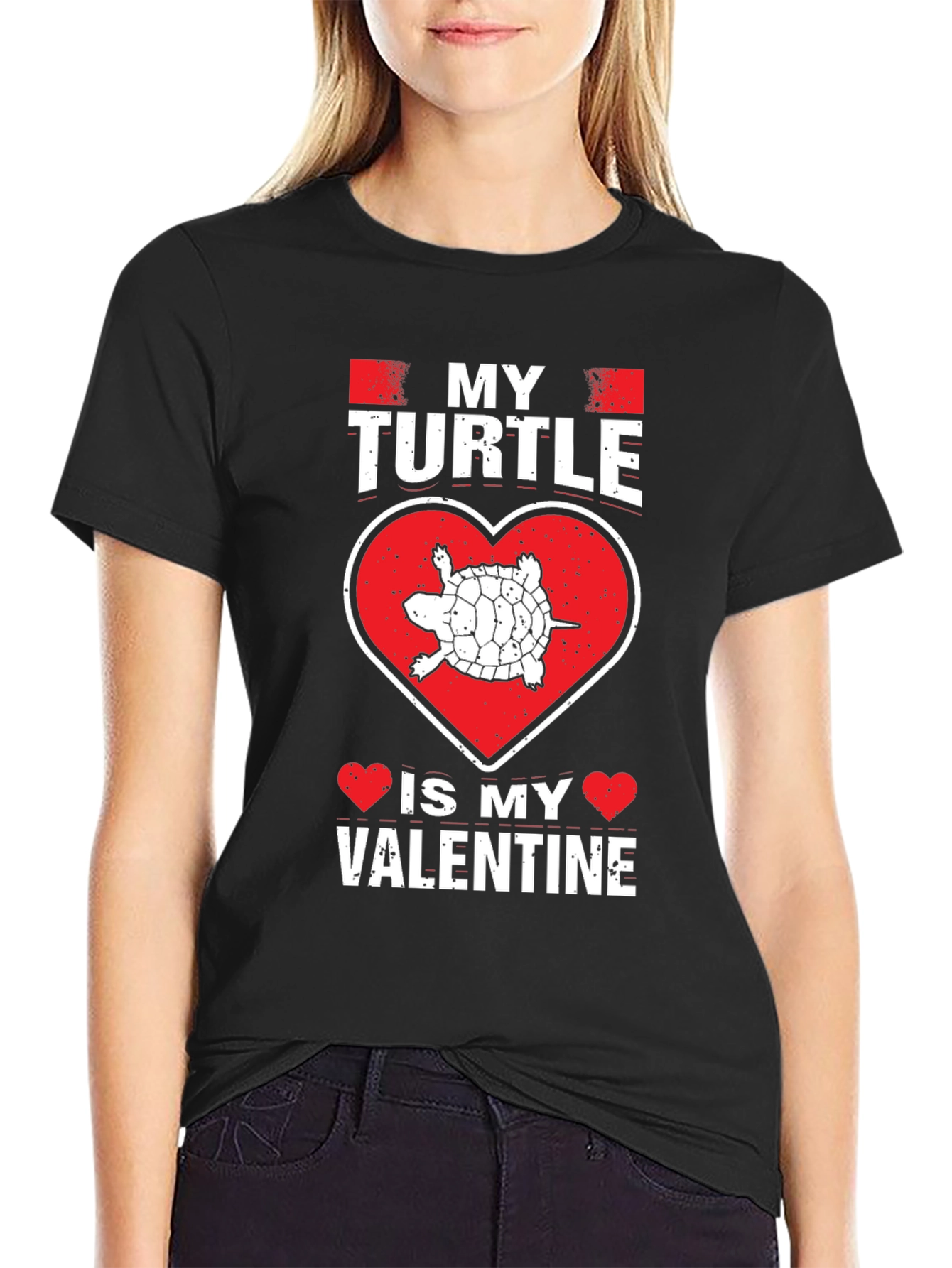 My Turtle Is My Valentine Black T-Shirt