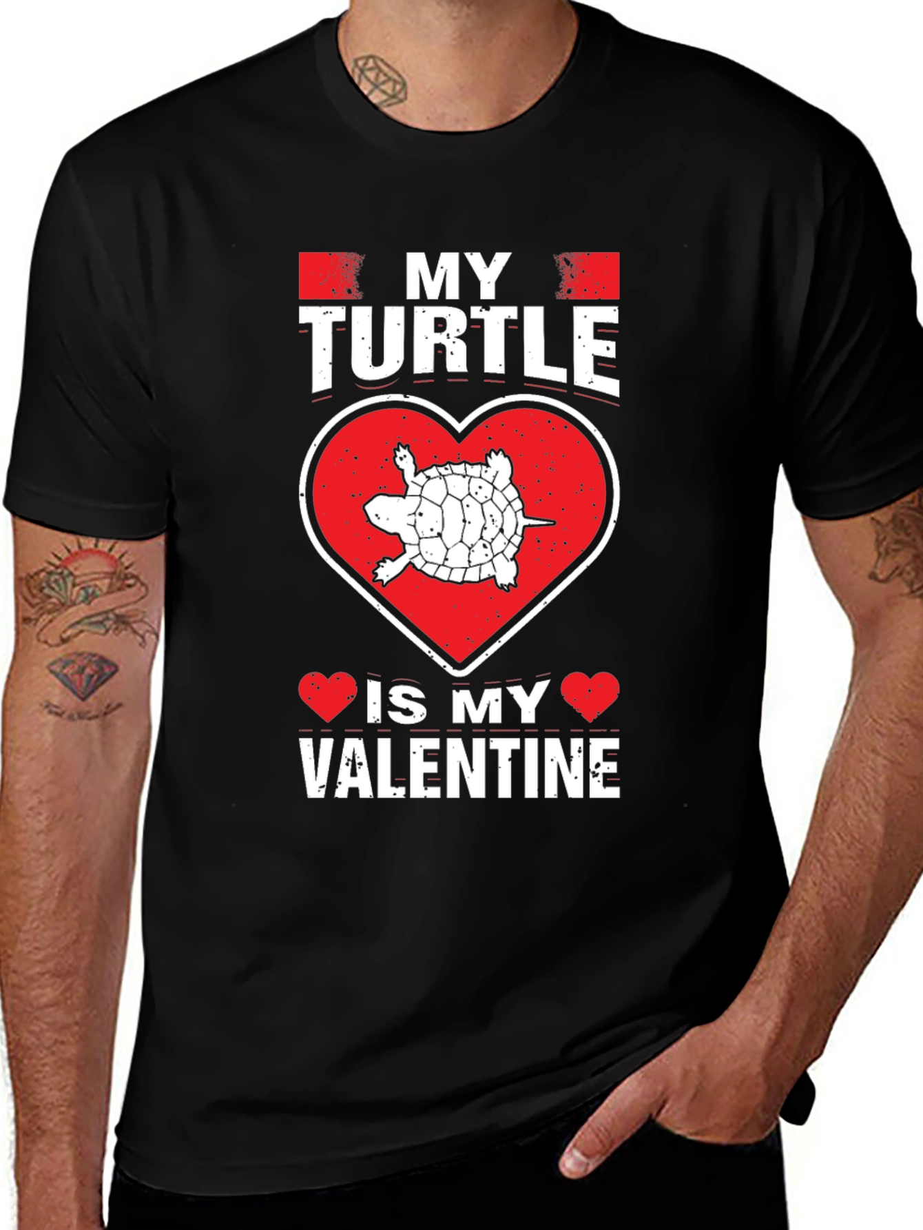 My Turtle Is My Valentine Black T-Shirt