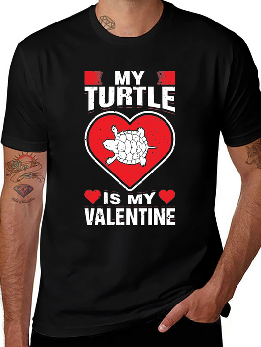 My Turtle Is My Valentine Black T-Shirt