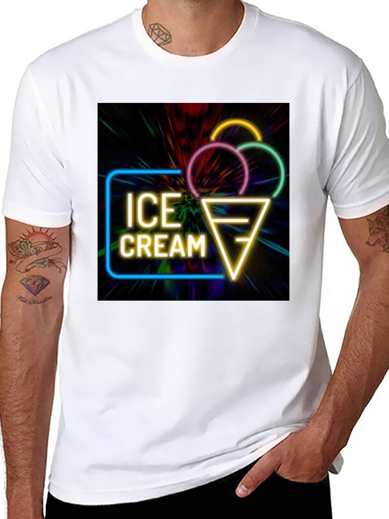 Neon Ice Cream Graphic T-Shirt