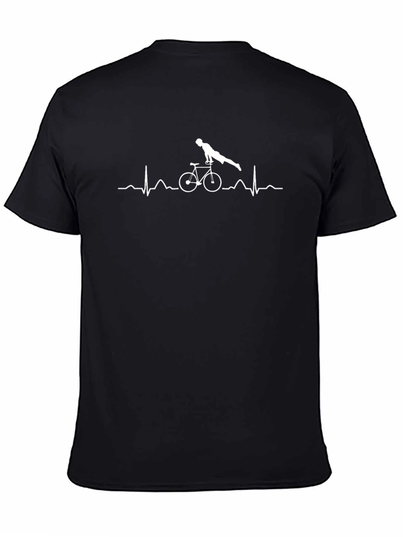 Cycling Heartbeat T-Shirt - Black Cotton Blend