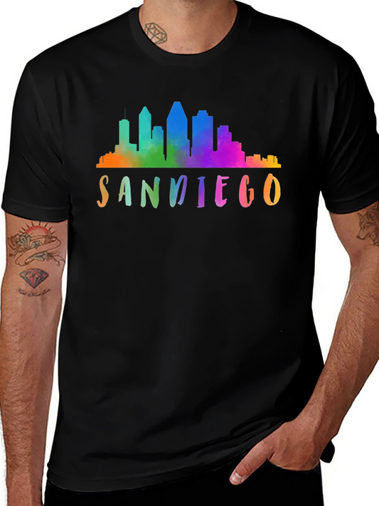 San Diego Skyline Watercolor Graphic T-Shirt