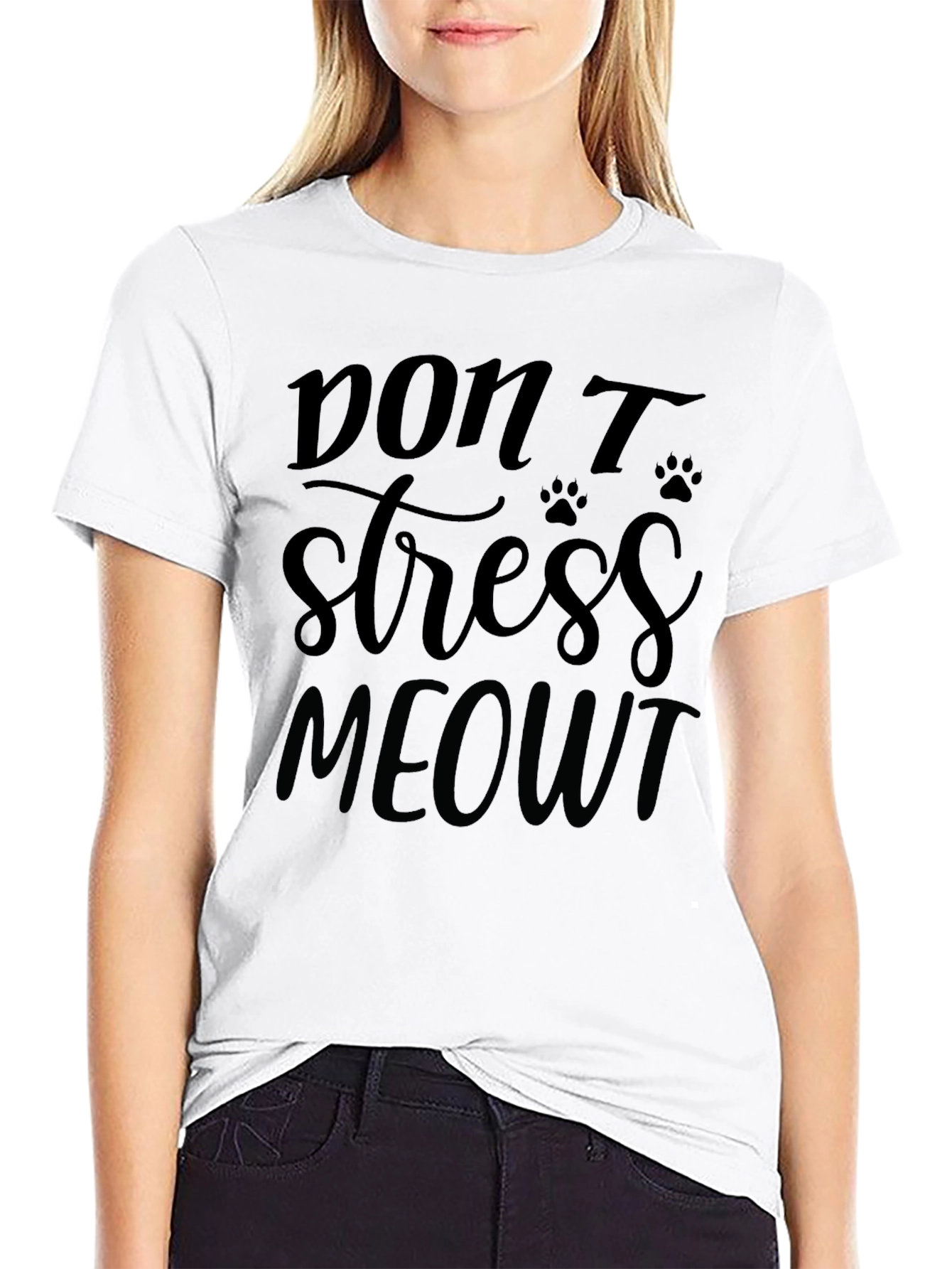 Dont Stress Meowt Black T-Shirt