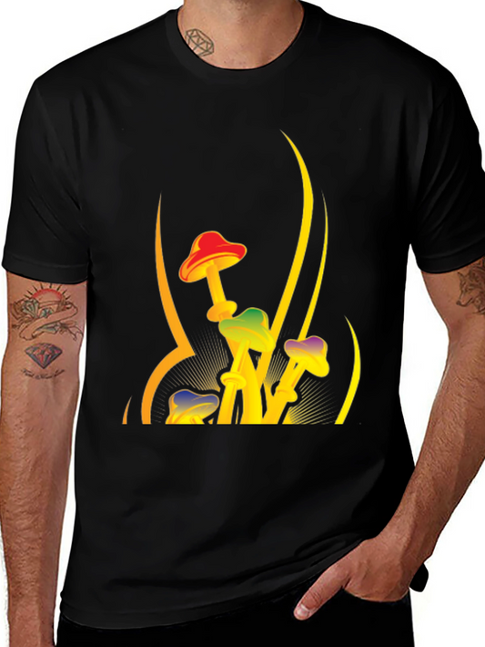 Funky Mushroom Graphic Tee - Black
