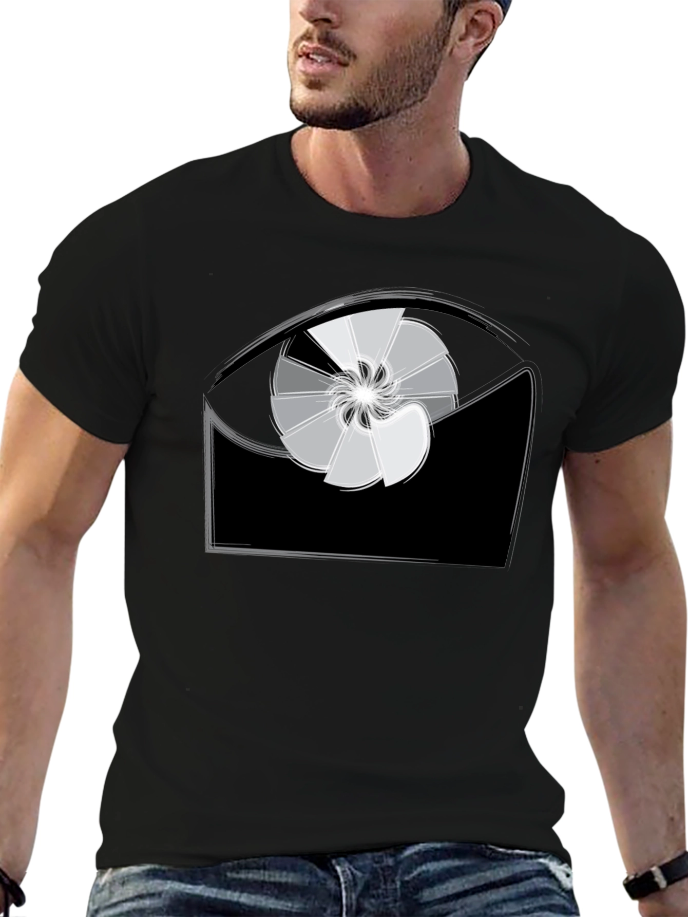 Abstract Eye Design Black T-Shirt