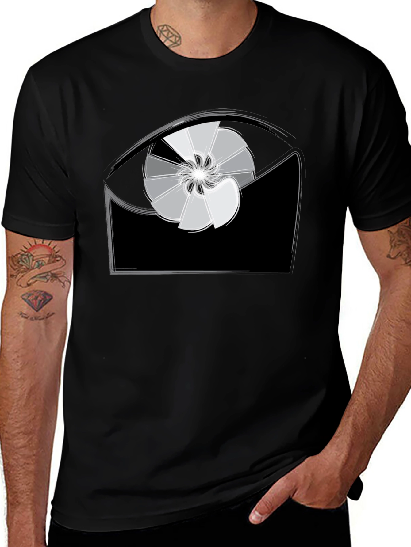 Abstract Eye Design Black T-Shirt