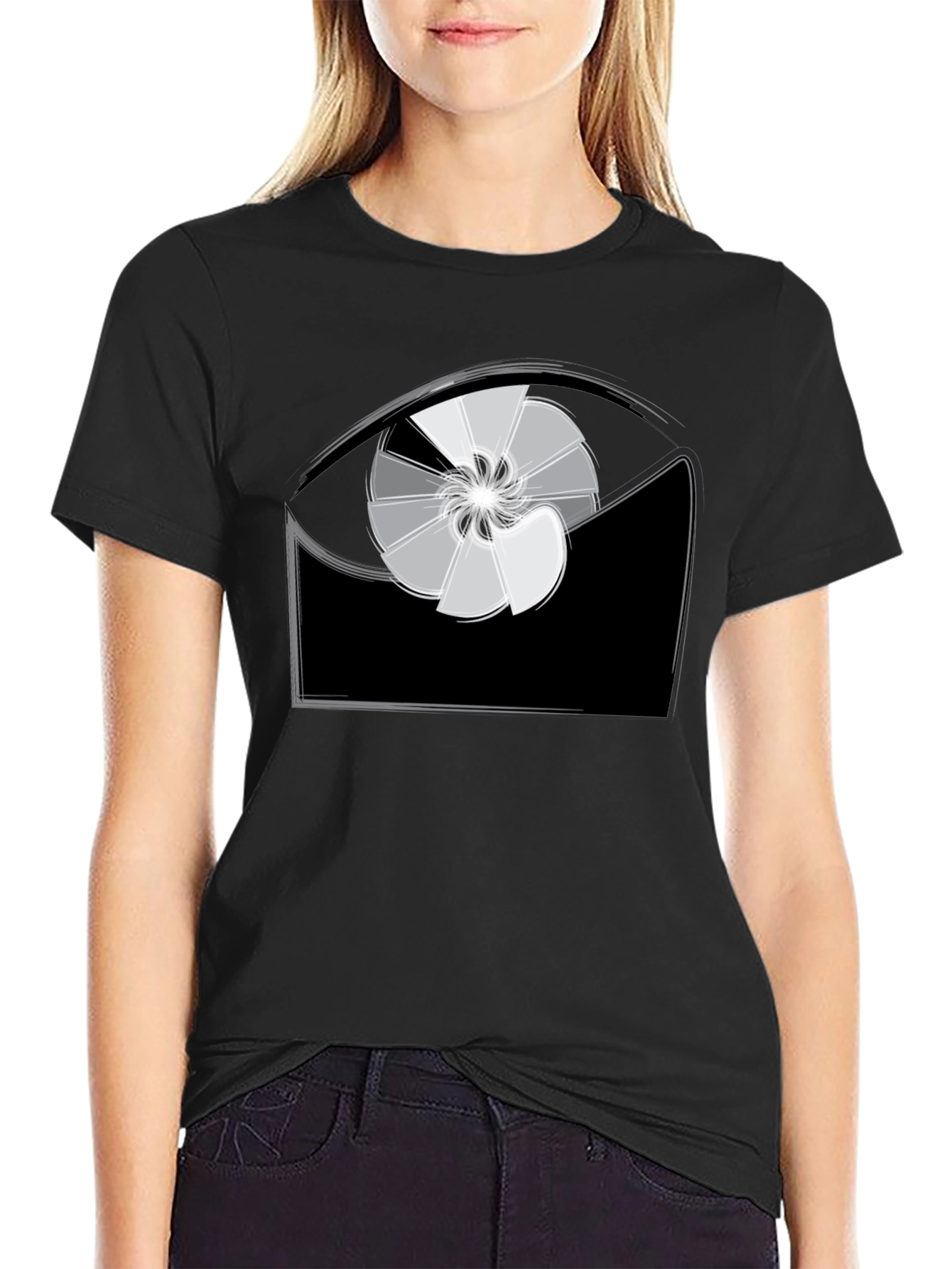 Abstract Eye Design Black T-Shirt
