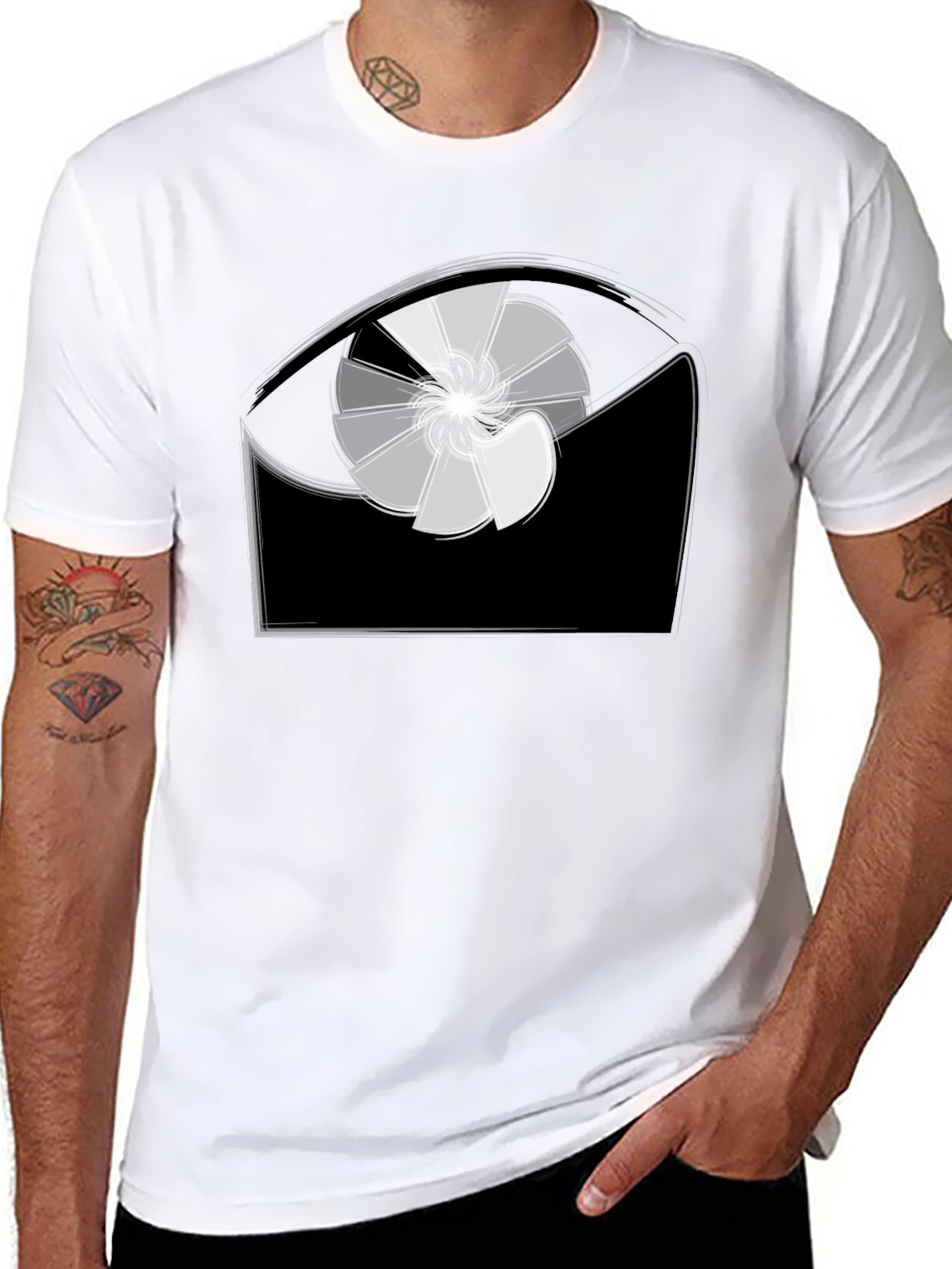 Abstract Eye Design Black T-Shirt