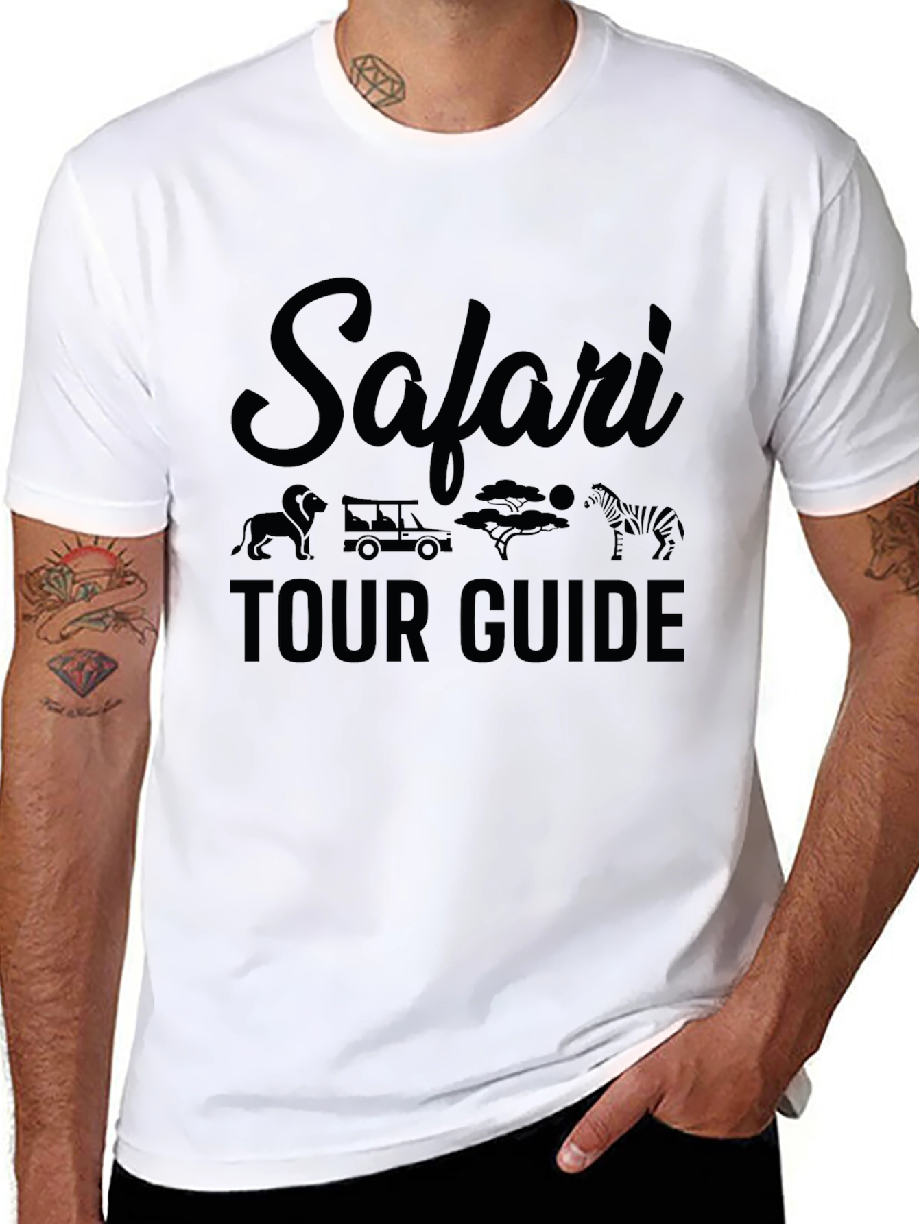 Safari Tour Guide Graphic T-Shirt - Classic Black Tee