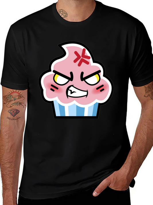 Angry Cupcake Graphic Tee - Novelty Black T-Shirt