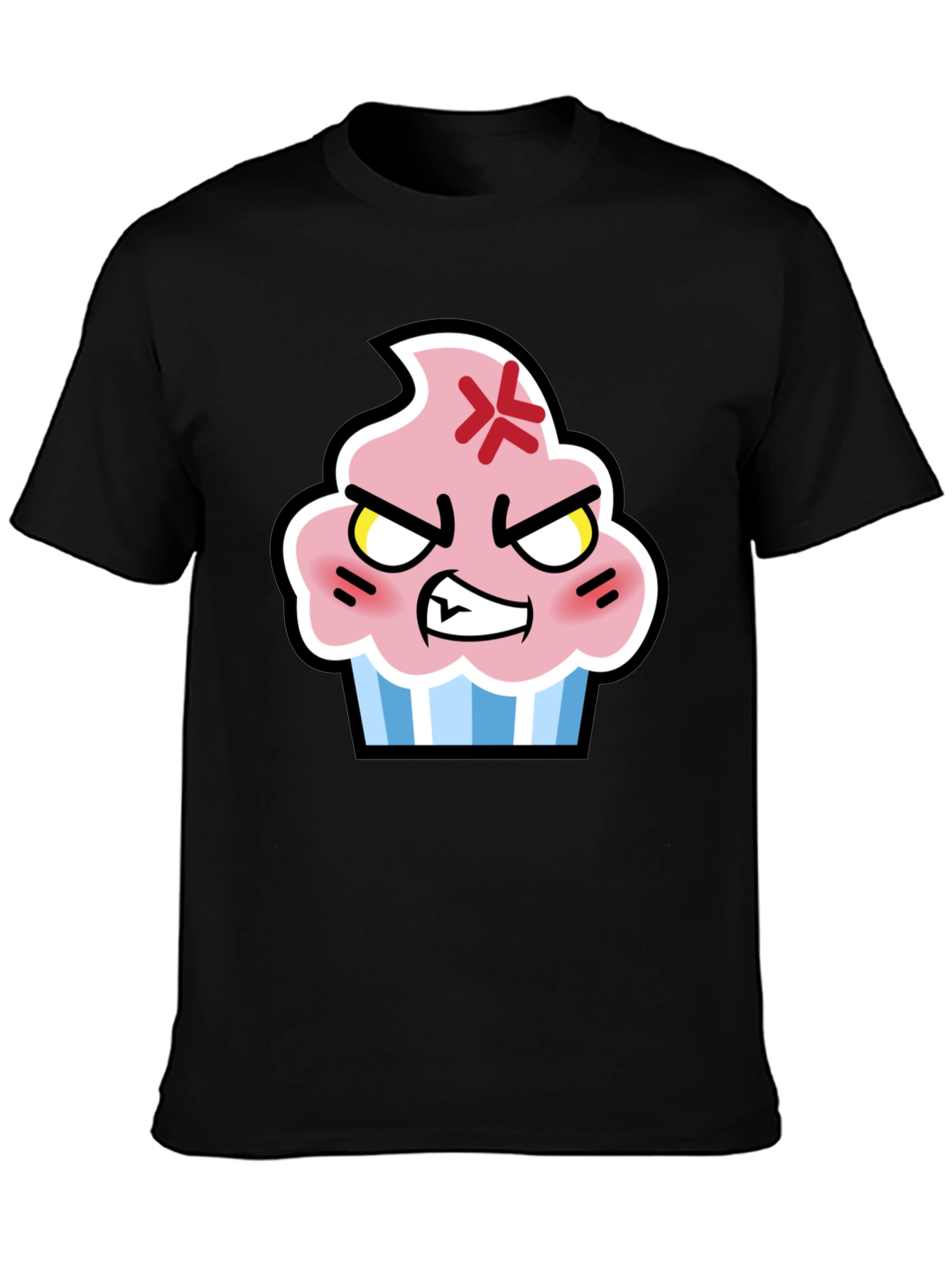 Angry Cupcake Graphic Tee - Novelty Black T-Shirt