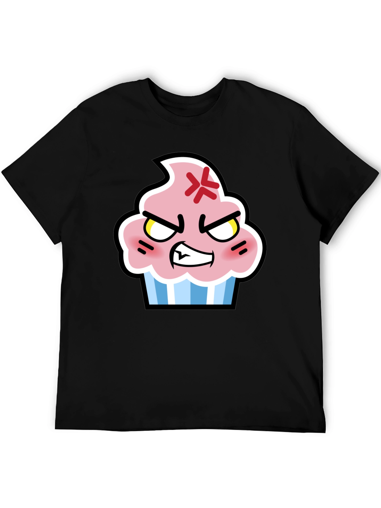 Angry Cupcake Graphic Tee - Novelty Black T-Shirt