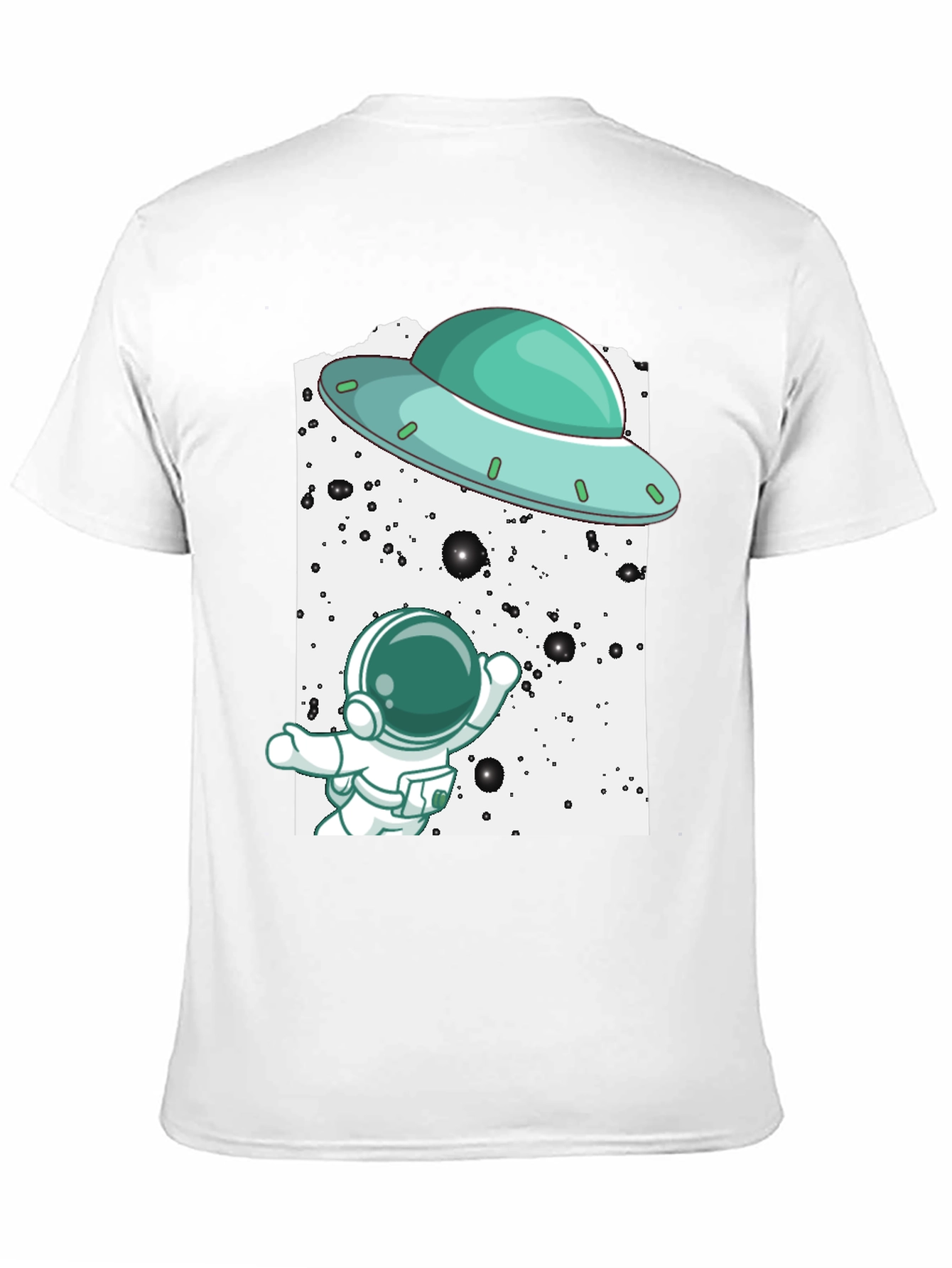 Astronaut UFO Graphic Tee - Black Cotton T-Shirt