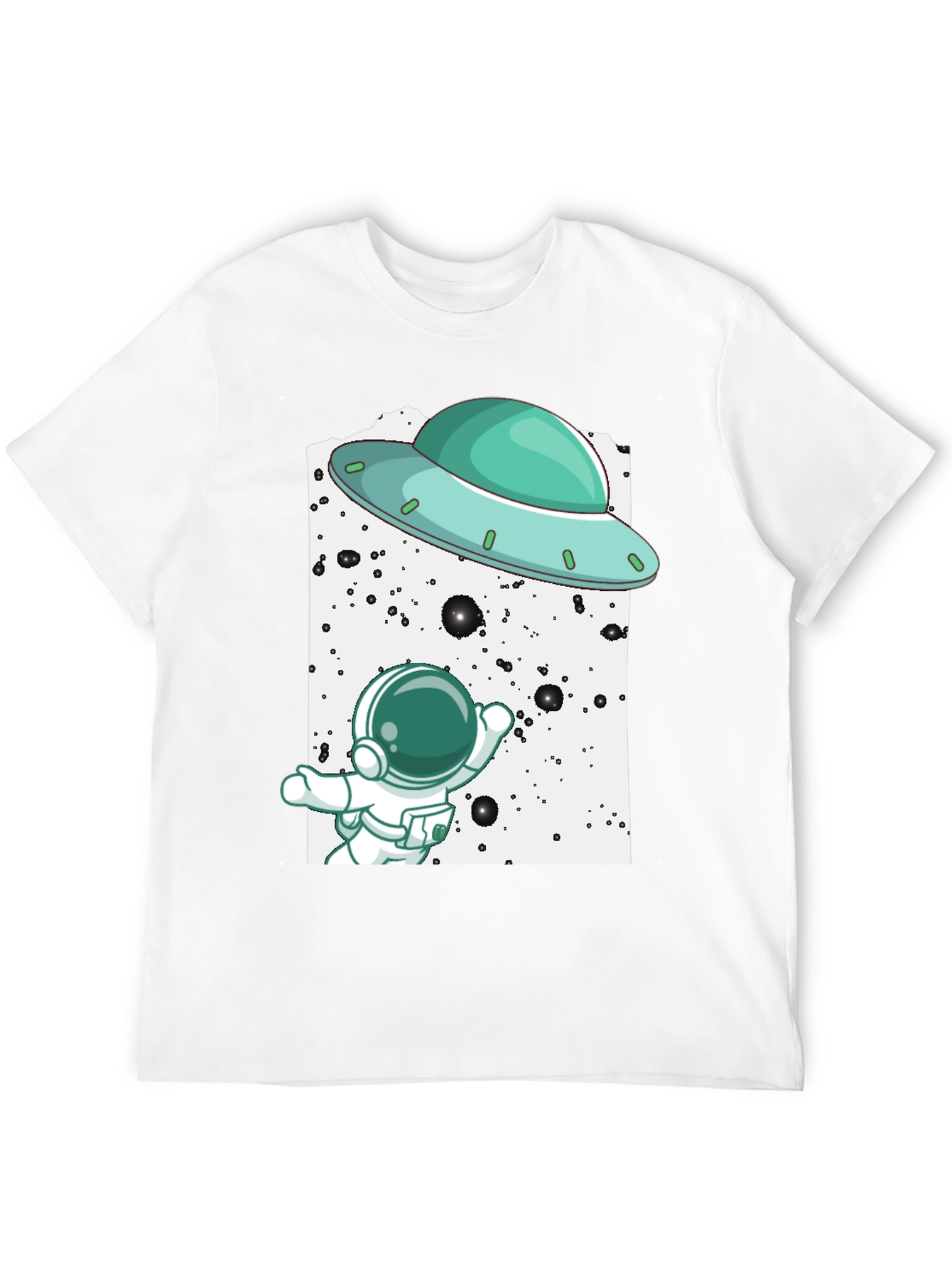 Astronaut UFO Graphic Tee - Black Cotton T-Shirt