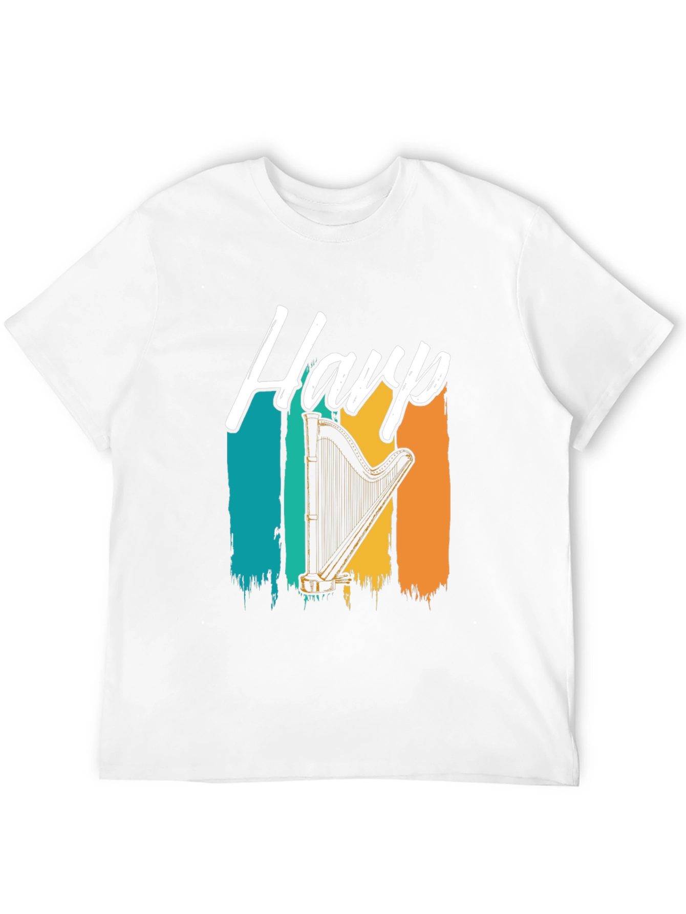 Retro Harp T-Shirt - Musical Instrument Tee