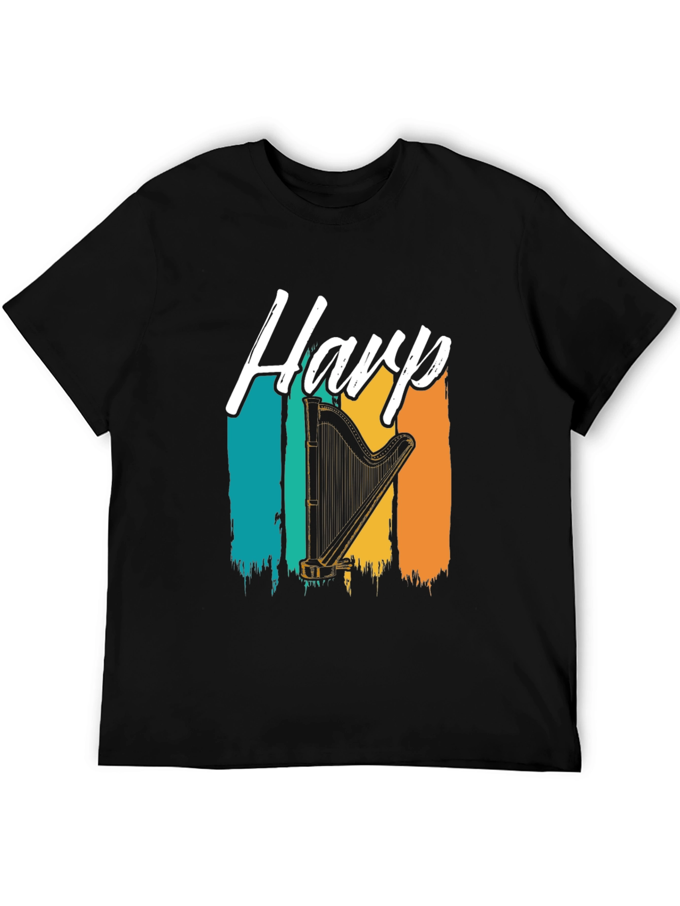 Retro Harp T-Shirt - Musical Instrument Tee