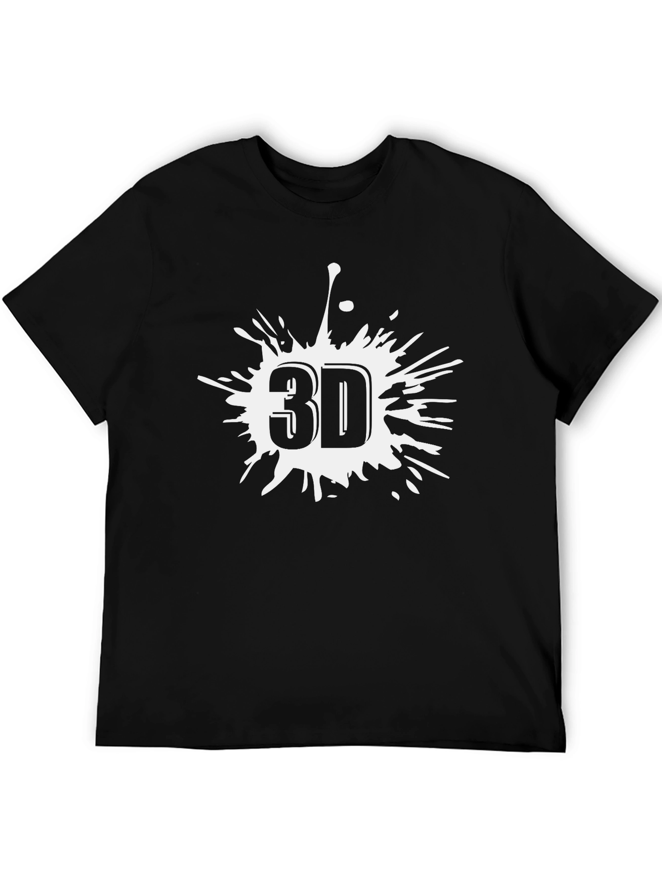 Cool 3D Splash Graphic Black T-Shirt