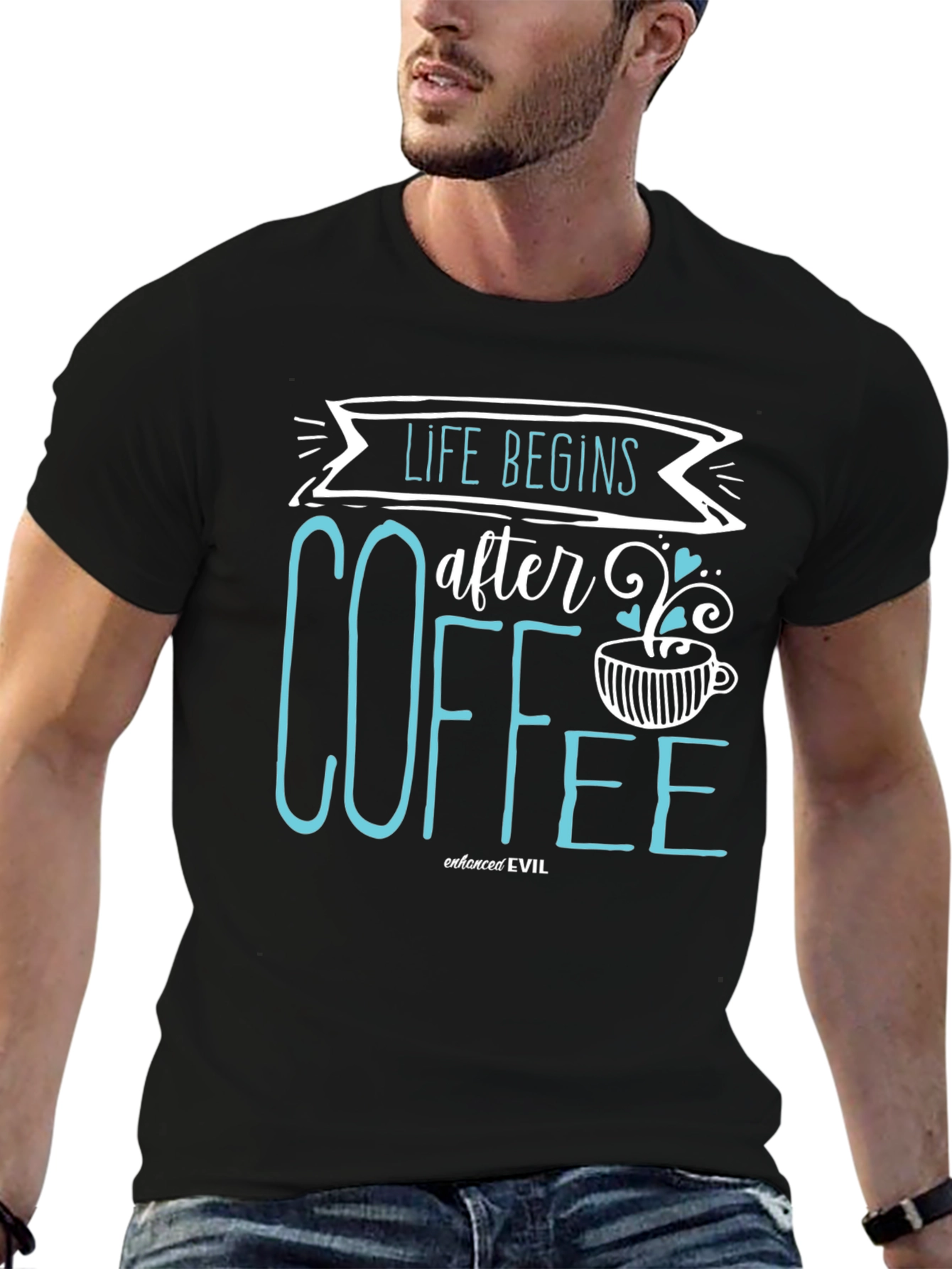 Life Begins After Coffee Black Graphic Tee