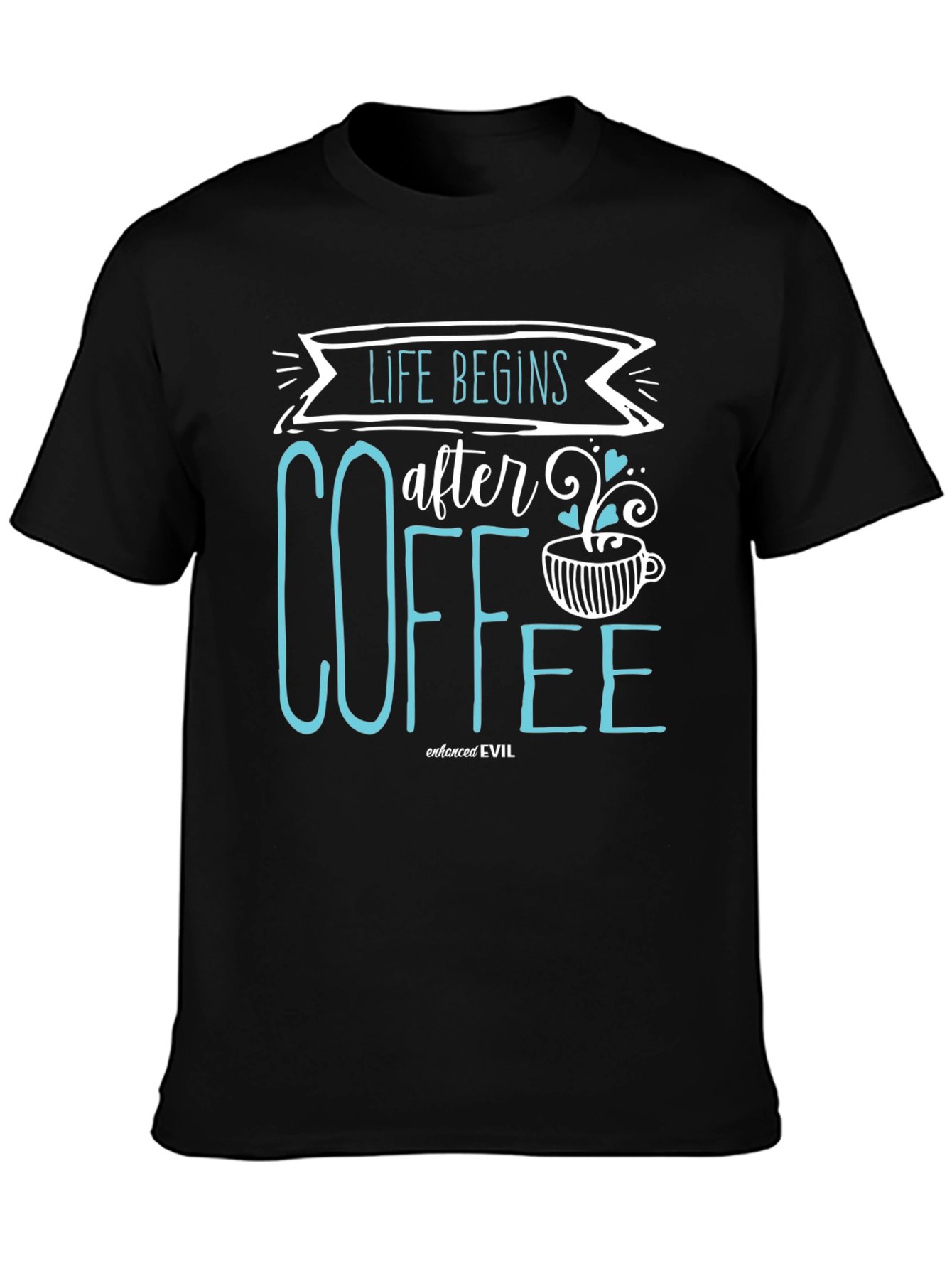 Life Begins After Coffee Black Graphic Tee