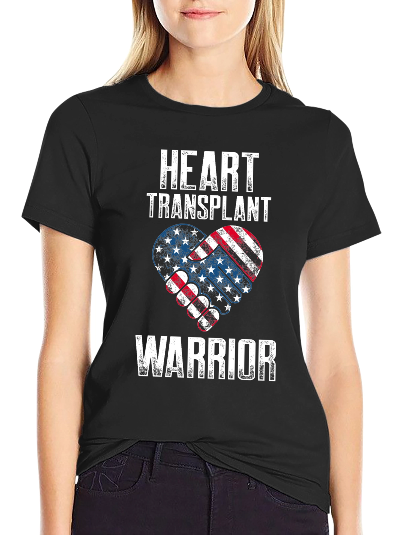 Heart Transplant Warrior Patriotic USA Flag T-Shirt