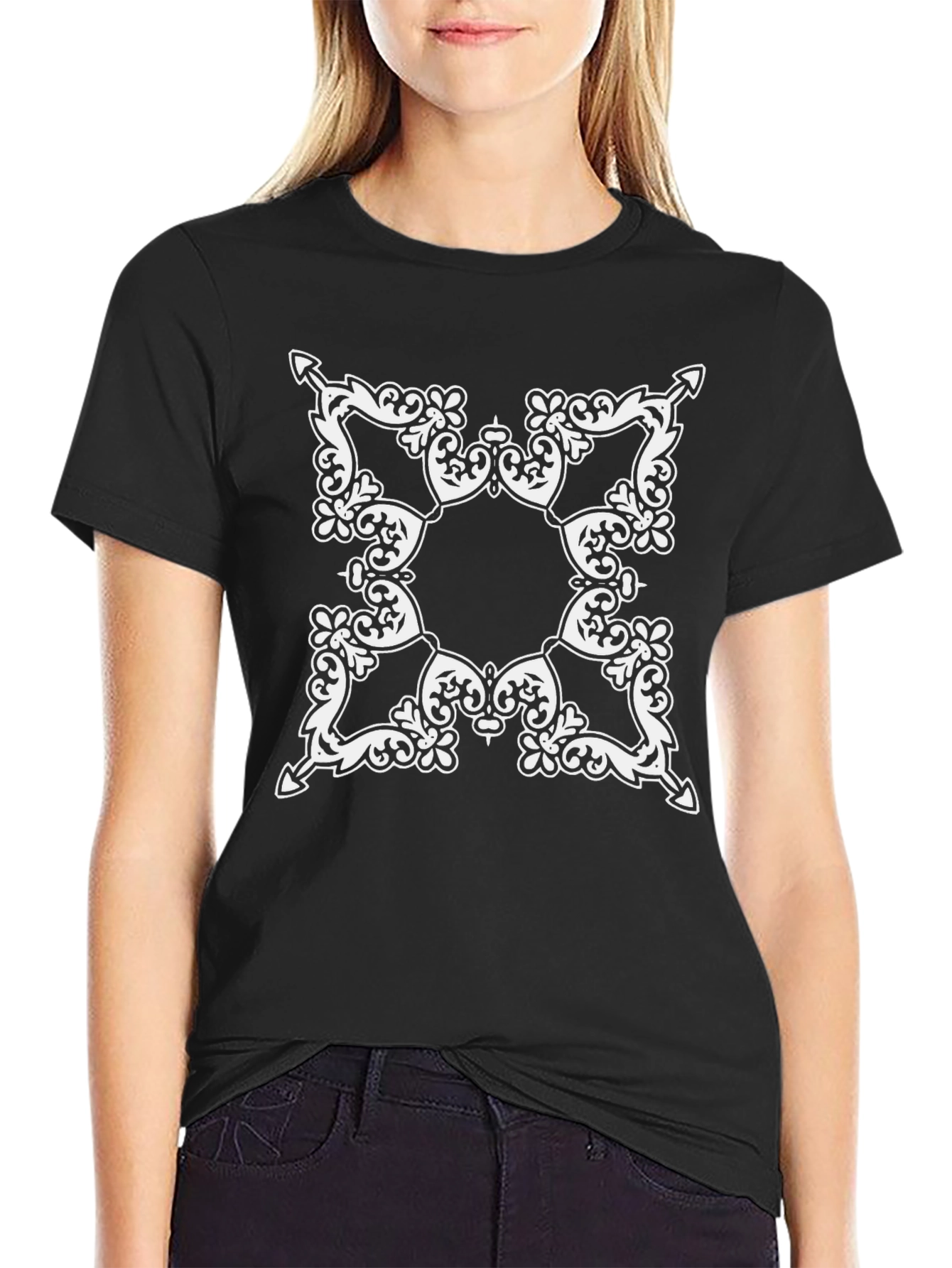 Ornate Arrow Design Black T-Shirt