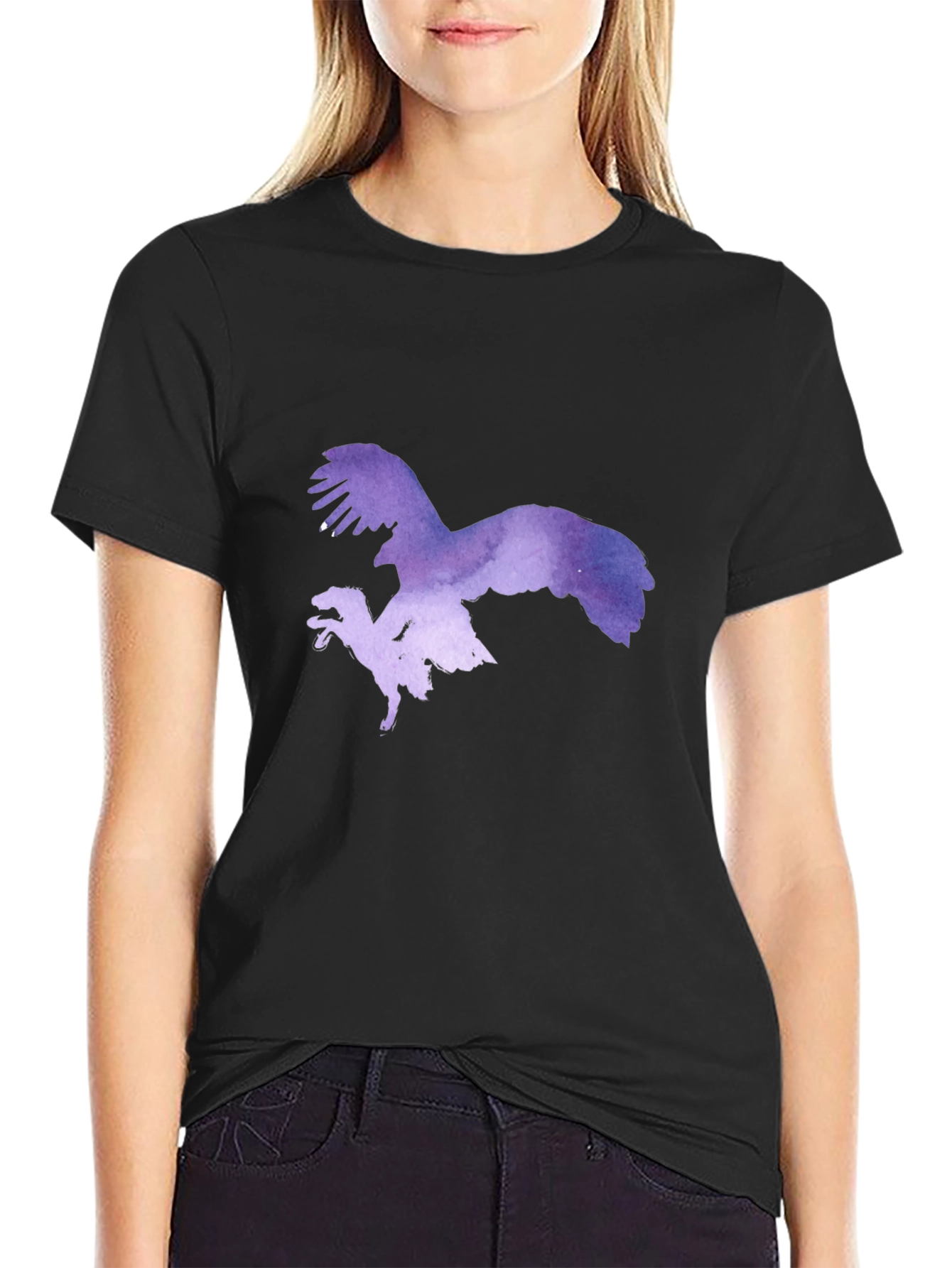 Eagle vs Dinosaur Graphic Tee - Black Cotton Blend