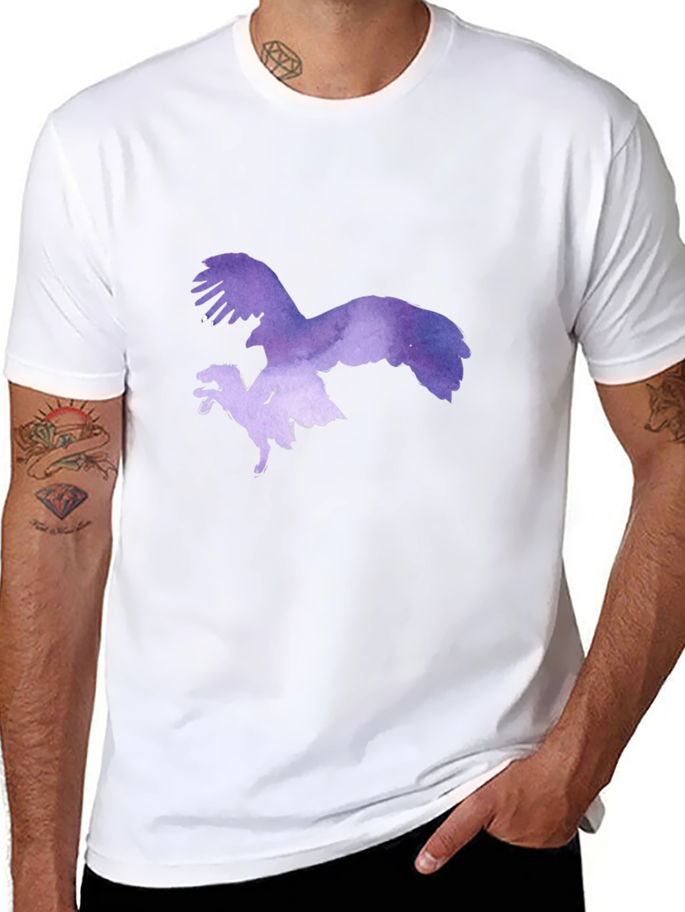 Eagle vs Dinosaur Graphic Tee - Black Cotton Blend
