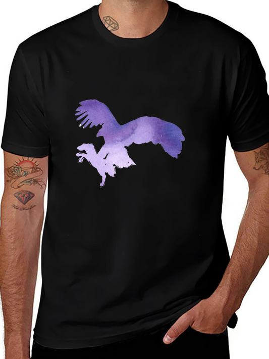 Eagle vs Dinosaur Graphic Tee - Black Cotton Blend
