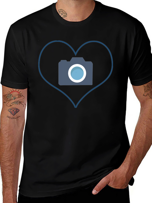 Camera Heart Graphic Tee - Black