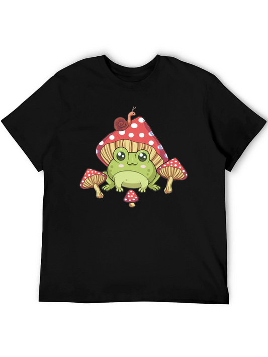 Frog and Mushroom Graphic T-Shirt - Unique Design