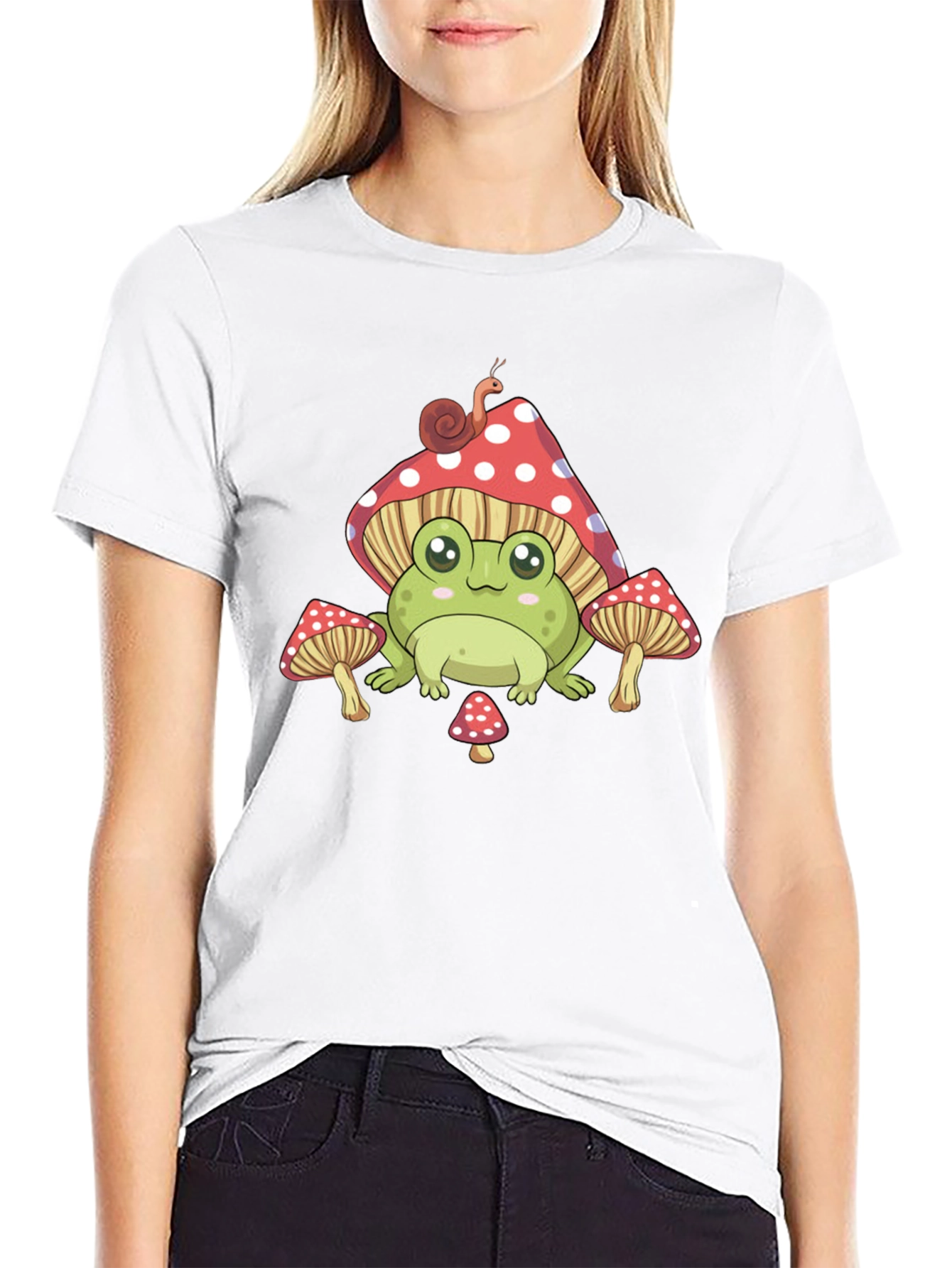 Frog and Mushroom Graphic T-Shirt - Unique Design