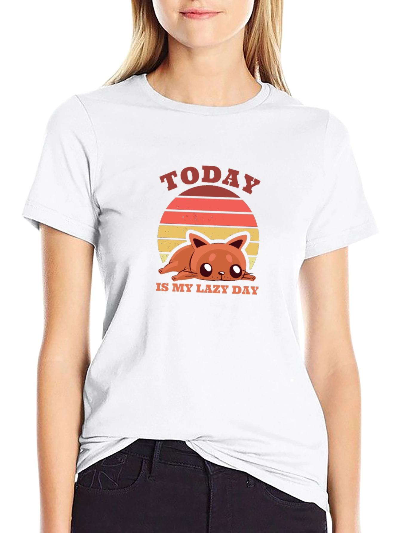 Lazy Day Cat T-Shirt - Soft Cotton Tee