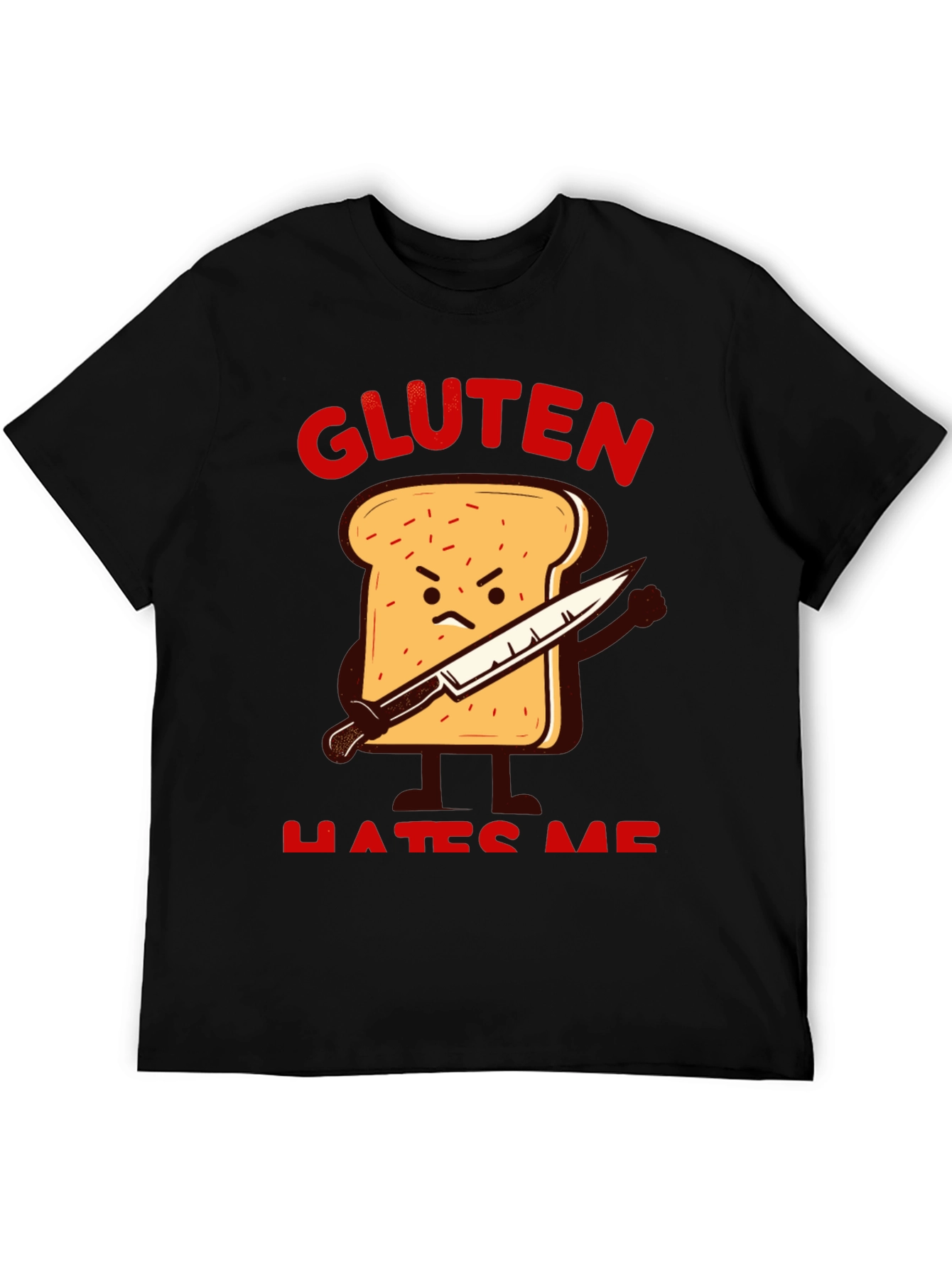 Gluten Hates Me Funny Graphic T-Shirt