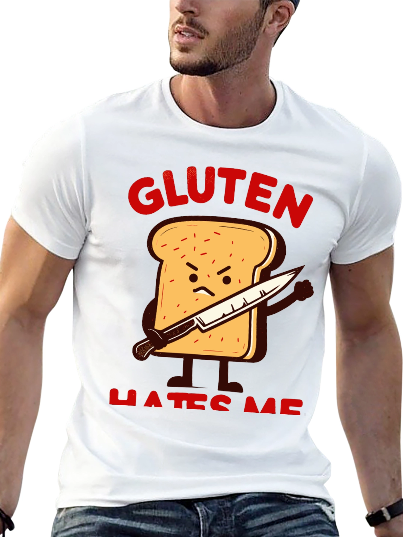 Gluten Hates Me Funny Graphic T-Shirt